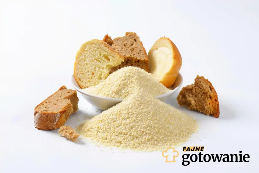 Czerstwe pieczywo moze być wykorzystane w praktyczny sposób Czerstwe pieczywo i bułka tarta w misce obok