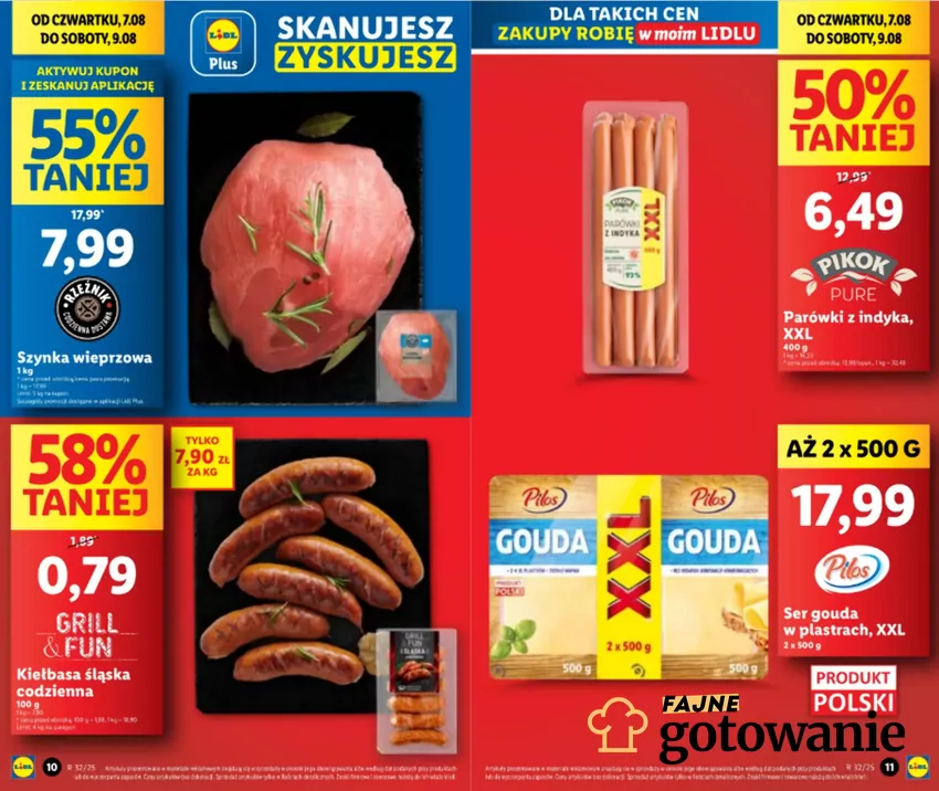 W promocji m.in. ser żółty, kiełbasa śląska i szynka wieprzowa Gazetka Lidla