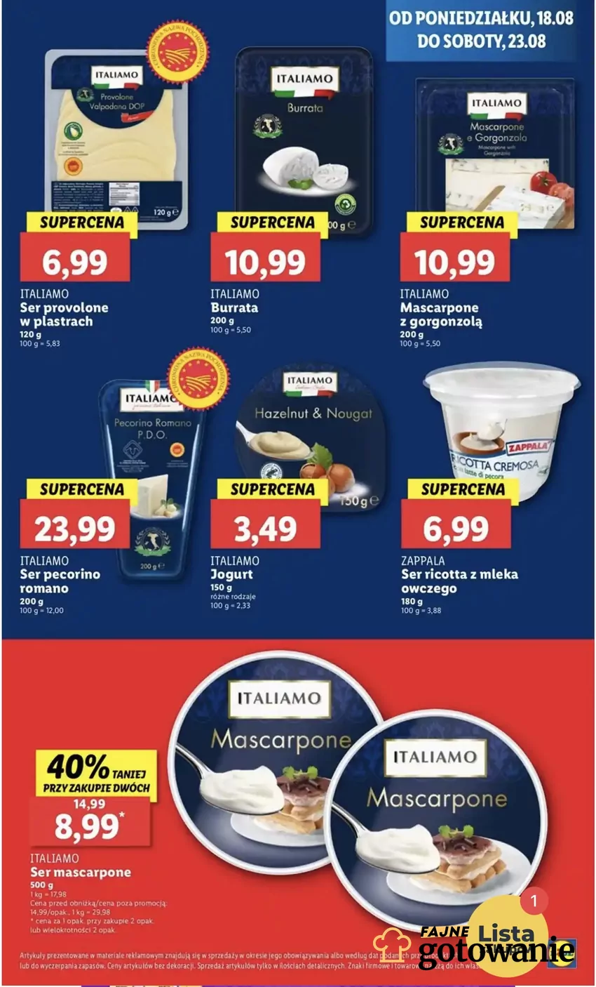 To bardzo dobra promocja porównując ceny mascarpone do innych sklepów Promocja w Lidlu
