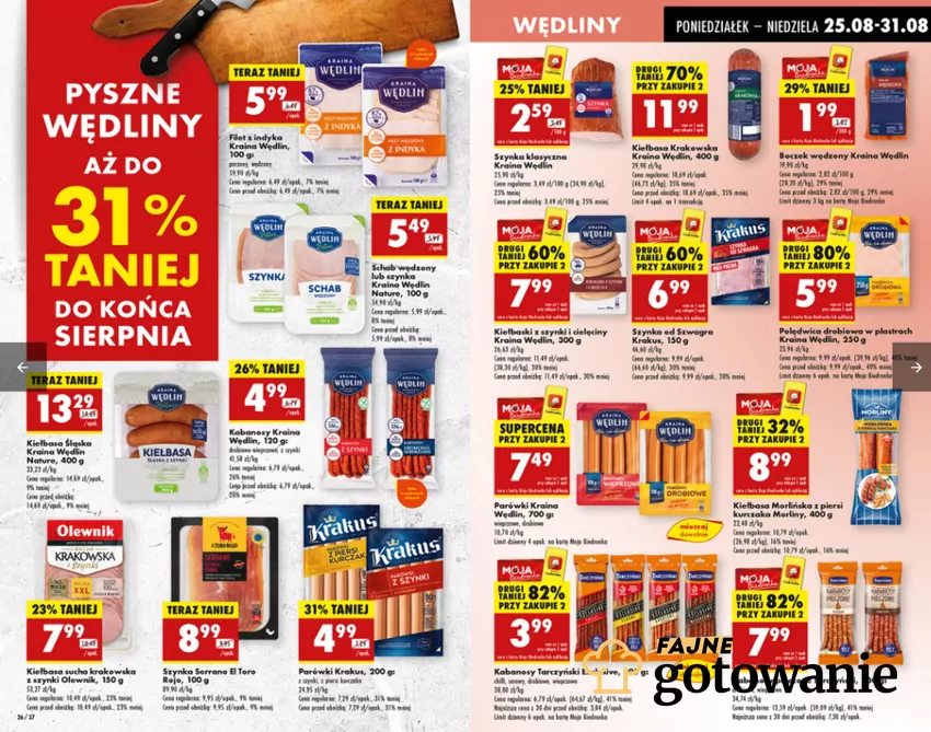 Wędliny do 31% taniej do końca sierpnia Biedronka - gazetka