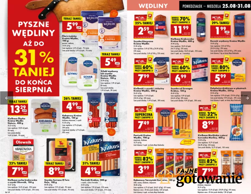 Do 31 sierpnia wędliny taniej nawet do 31% Gazetka Biedronki