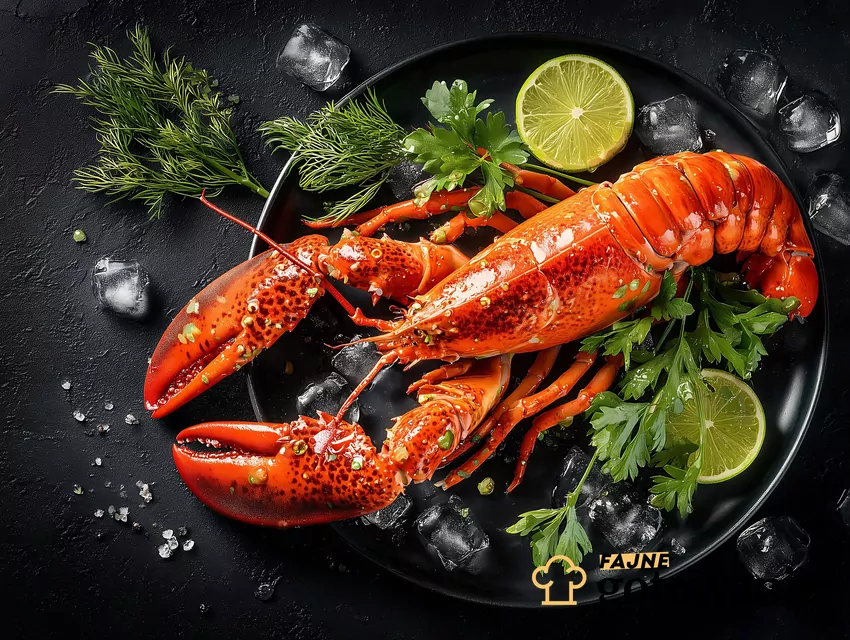 Homar na talerzu z dodatkiem cytryny