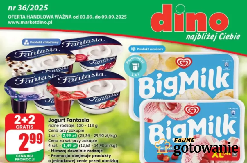 W Dino świetne promocje "gratis" na lody i popularne jogurty Dino - gazetka
