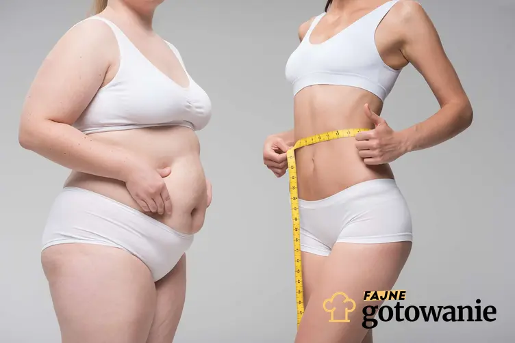 Zdjęcie przedstawia dwie sylwetki kobiety - jedna z nich jest otyła, natomiast druga szczupła