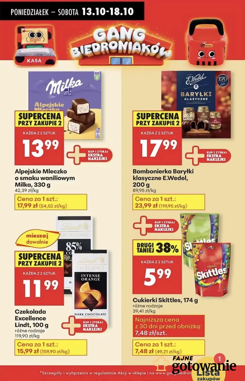 W tym tygodniu jest ogromna ilość promocji na słodycze Promocje w Biedronce