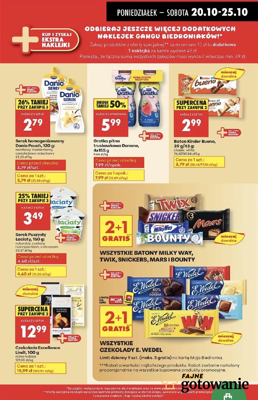 Oprócz Lindt, w promocji jest też czekolada E.Wedel Promocje w Biedronce