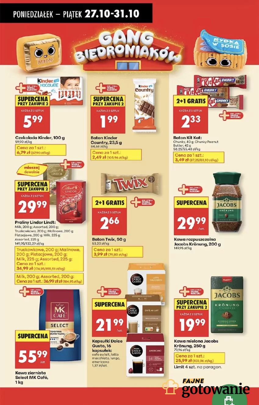 Do piątku można skorzystać z wielu fajnych rabatów na kawę i słodycze Promocje w Biedronce