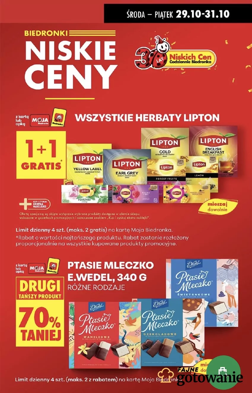 Przy okazji moża kupić herbatę Lipton (jedno opakowanie za free) Promocje w Biedronce