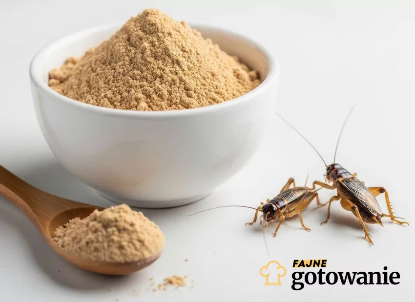 Mąka ze świerszczy jest już dostępna w wielu sklepach Miseczka z mąką, obok dwa świerszcze