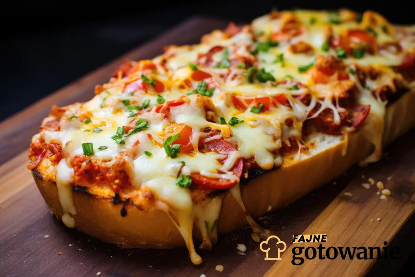 Zapiekanka ułożona na desce do krojenia