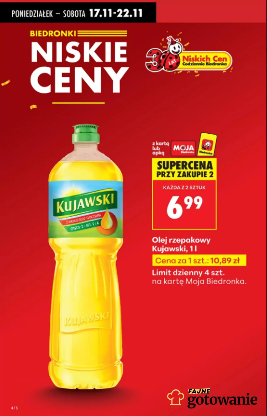 Duża obniżka ceny kultowego oleju do smażenia Biedronka - gazetka