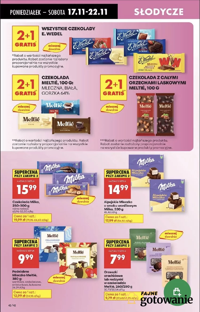 Alpejskie Mleczko od Milki również jest w bardzo fajnej cenie Promocje w Biedronce