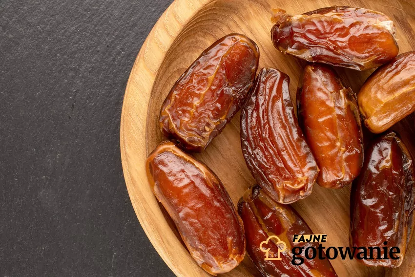 Są bardzo słodkie i łatwo nimi zastąpić słodycze Widok z góry na suszone daktyle