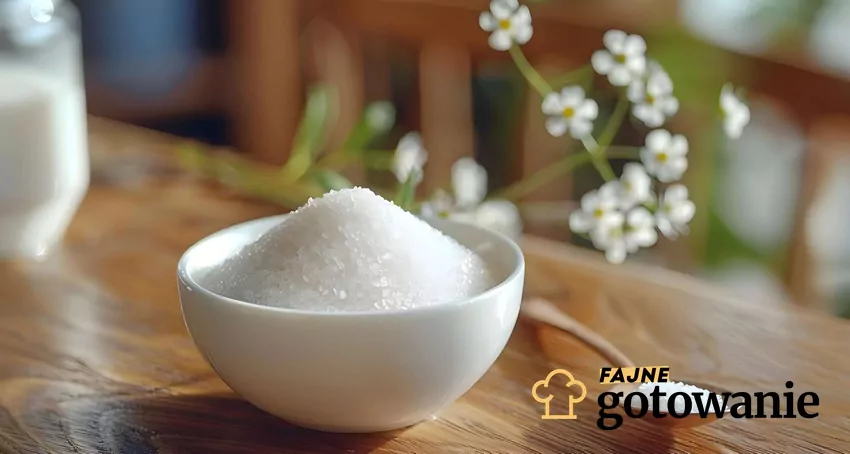 Taumatyna ma 2–3 tysiące razy wyższą siłę słodzącą niż sacharoza Słodzik w białej miseczce ułożony na blacie stołu