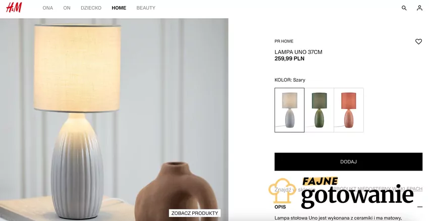 Lampa Uno 37 cm z H&M Home, fot. hm.com.pl Lampka H&M Home