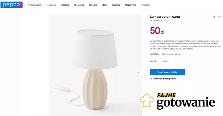 Lampa ceramiczna z Pepco, fot. pepco.pl Lampka Pepco