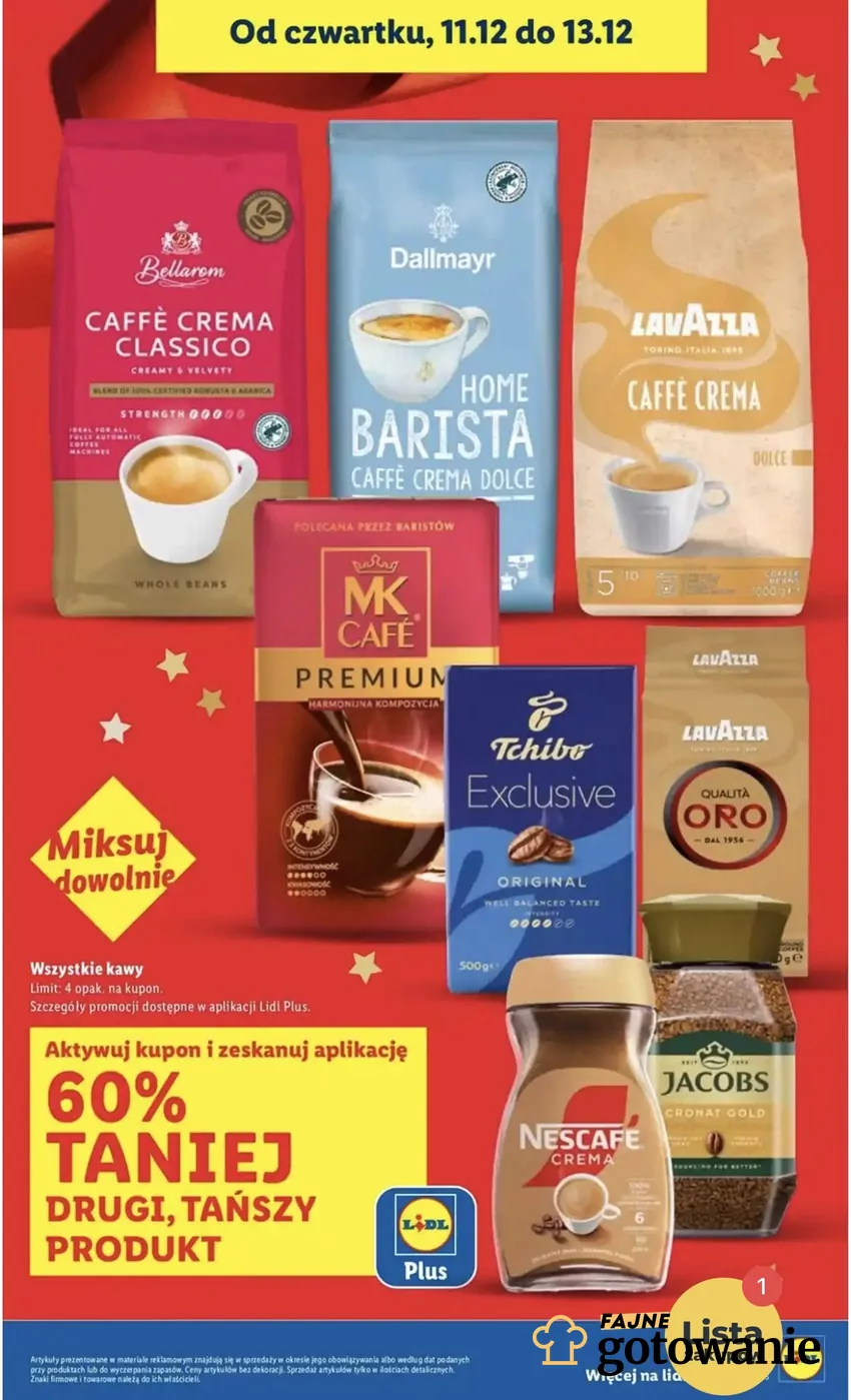 Weź maksymalnie 4 opakowania ulubionej kawy, by móc skorzystać z promocji Promocje w Lidlu