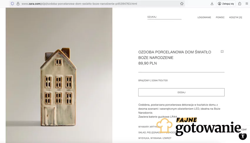 Domek ceramiczny LED z Zara Home