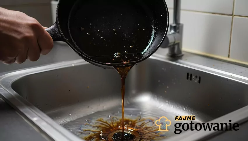 Wylewanie oleju do zlewu