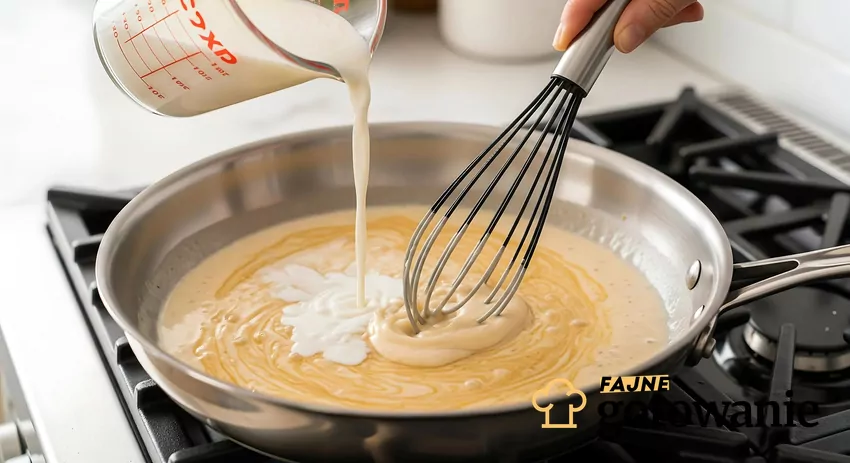 Dolewanie śmietanki do zasmażki