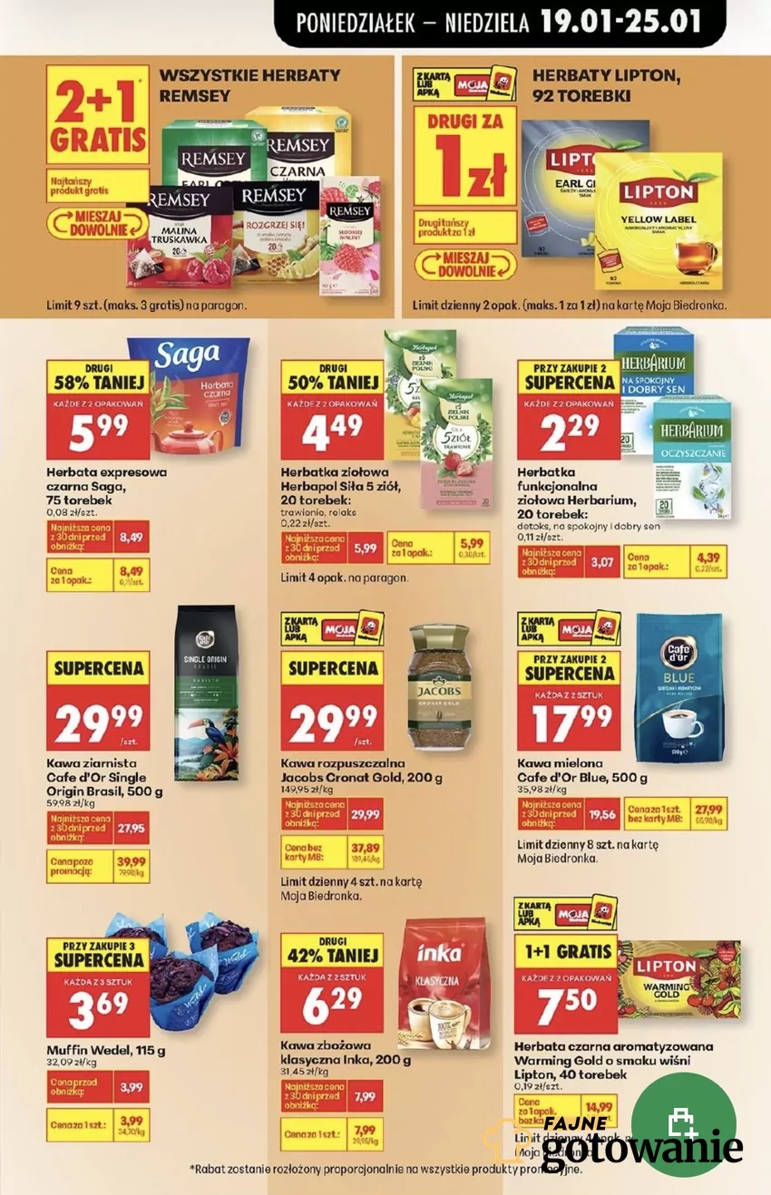 Herbata Lipton jest w promocji 1+1 gratis Promocje w Biedronce