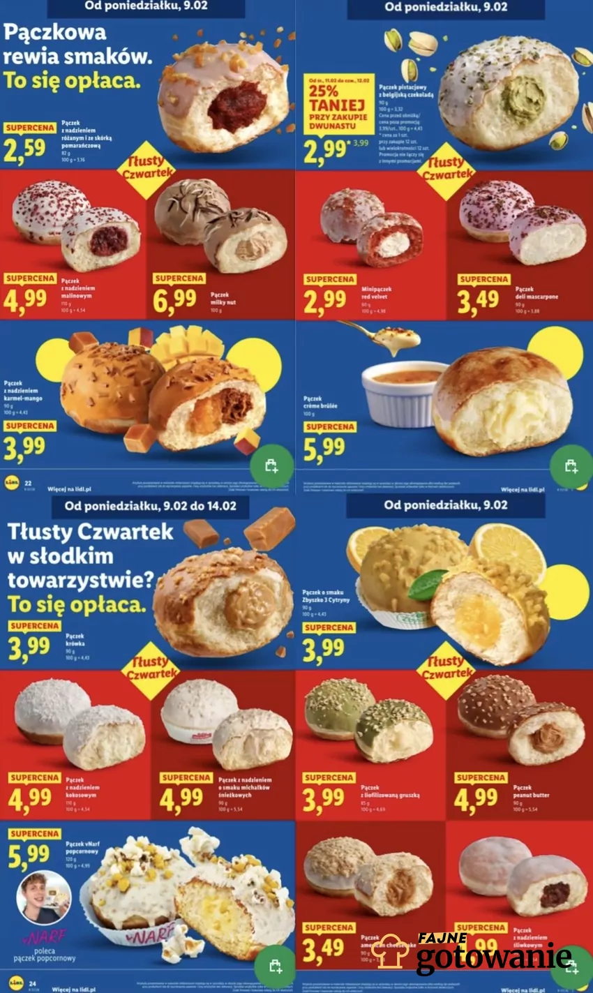 Lista nowości z działu pączków w Lidlu