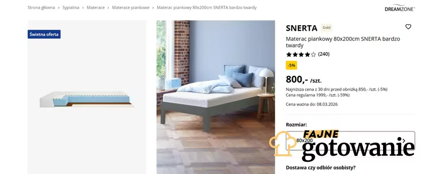 Materac piankowy w dużej przecenie Jysk - gazetka