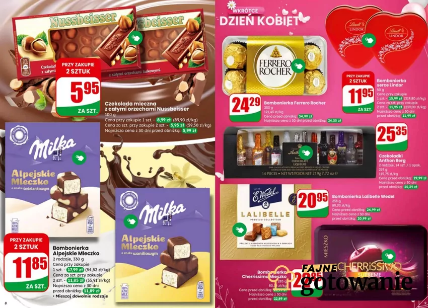Słodycze z okazji Dnia Kobiet w obniżonej cenie Dino - gazetka