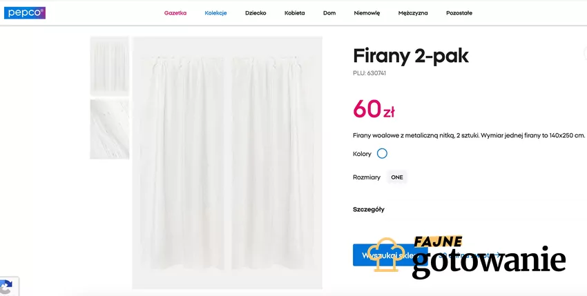 Firany woalowe z metaliczną nitką, 2 sztuki. Wymiar jednej firany to 140x250 cm, fot. pepco.pl Firana Pepco