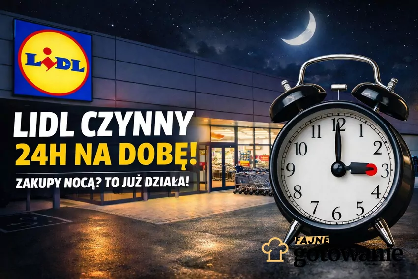 Grafika dla tekstu o nowych godzinach otwarcia sklepów Lidl