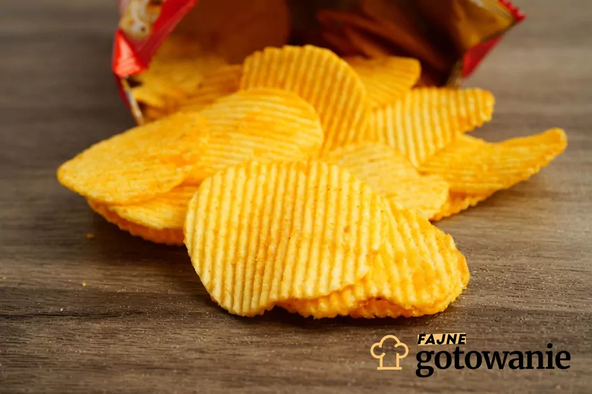 Chipsy wysypane z paczki na stół