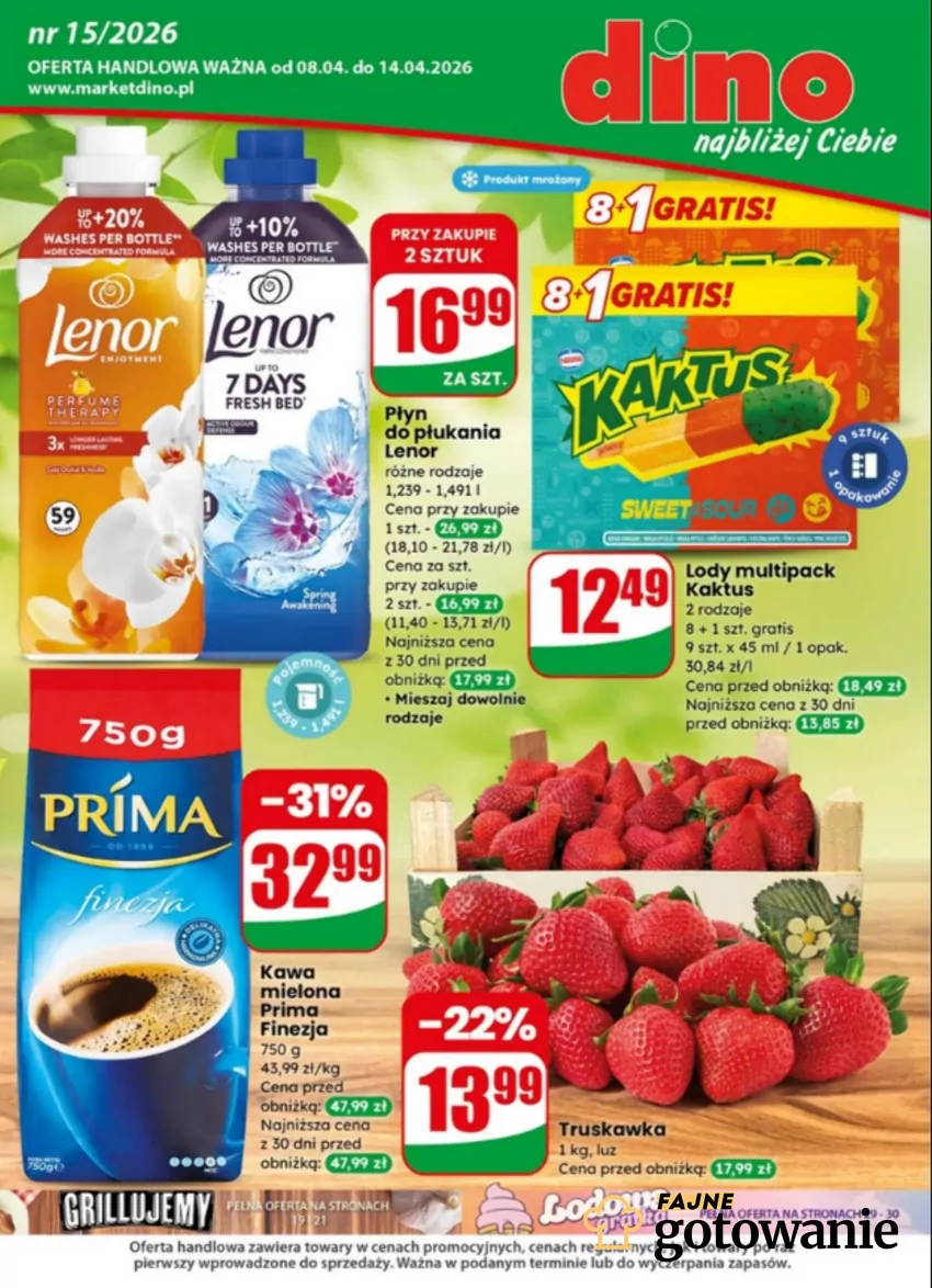 Promocja m.in. kultowej kawy i truskawek Dino - gazetka