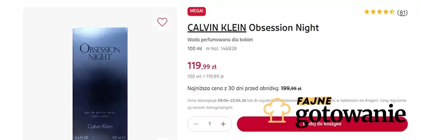 CALVIN KLEIN Obsession Night w mocno obniżonej cenie Rossmann - promocja