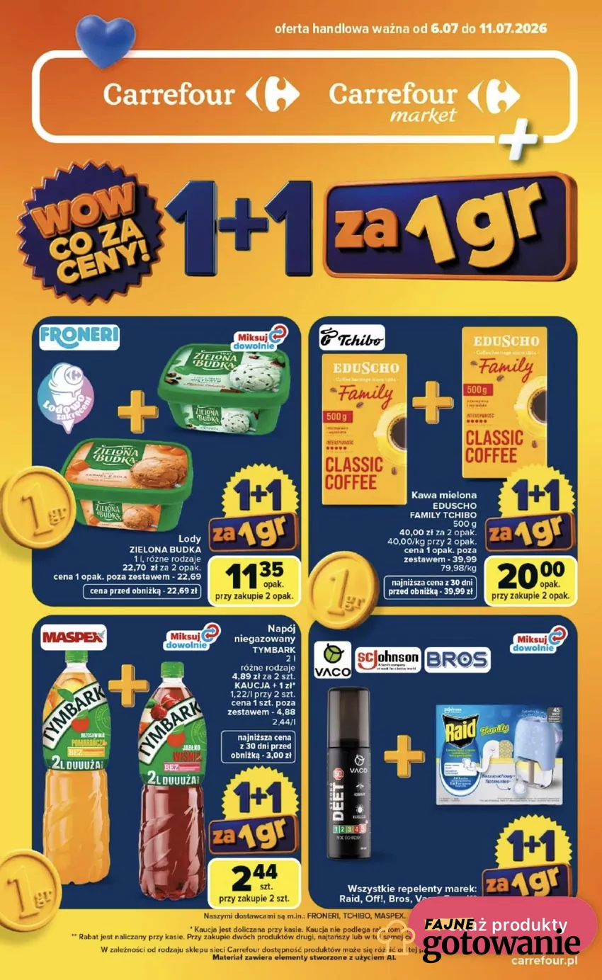 Kawa mielona Edusho Family jest obecnie w Carrefour w bardzo atrakcyjnej promocji: 1+1 za 1 grosz Promocje w Carrefour