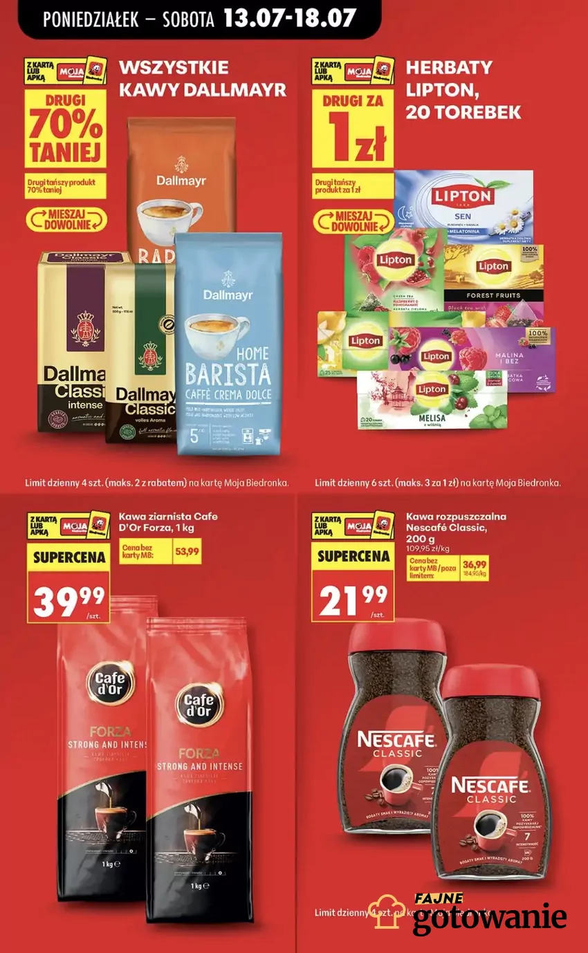 Wszystkie kawy Dallmayr przecenione o 70% za drugie opakowanie Promocje w Biedronce