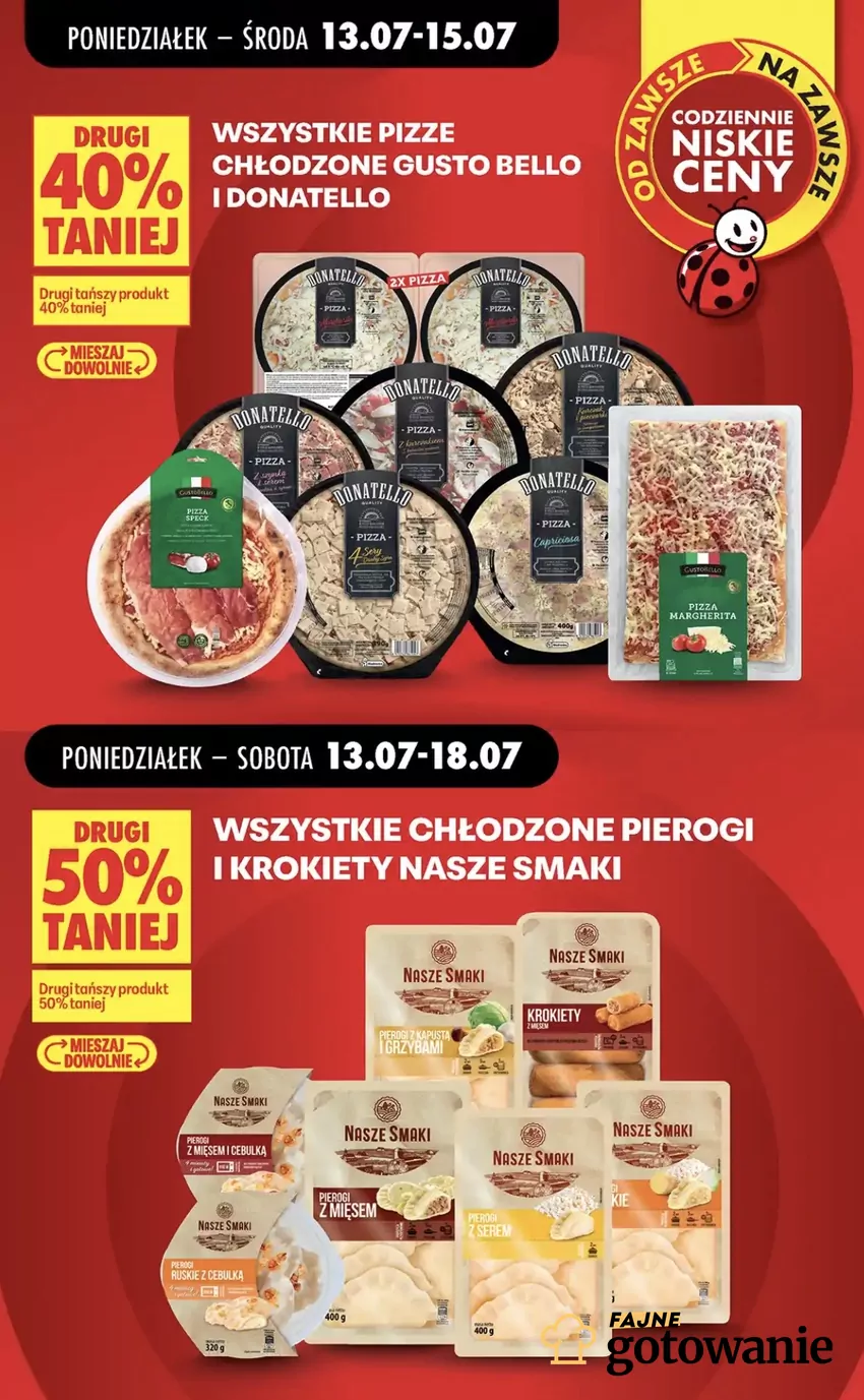 Wszystkie pierogi i krokiety marki Nasze Smaki z rabatem 50% na drugie opakowanie Promocje w Biedronce