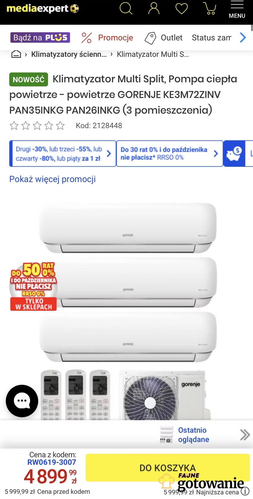 Klimatyzator Gorenje w super cenie ze specjalnym kodem Promocja w Media Expert
