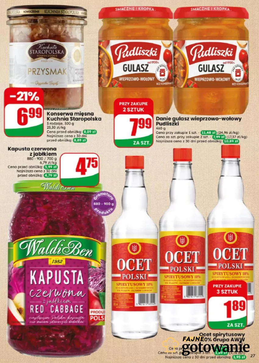 W Dino przecenione produkty, takie jak konserwa mięsna i gotowy gulasz Dino - gazetka