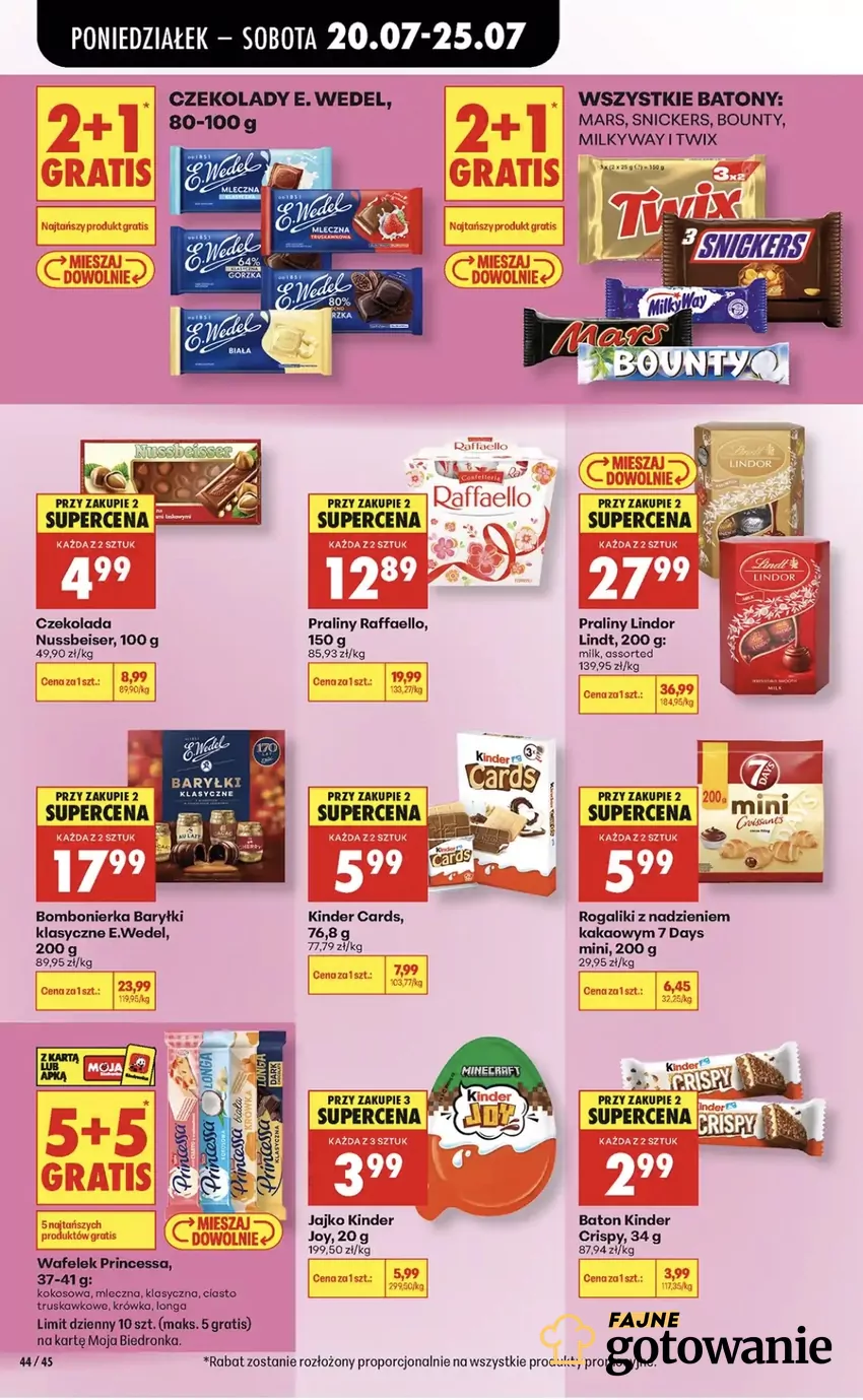 Wafelek Princessa (37-41 g) jest aktualnie w promocji 5+5 gratis Promocje w Biedronce