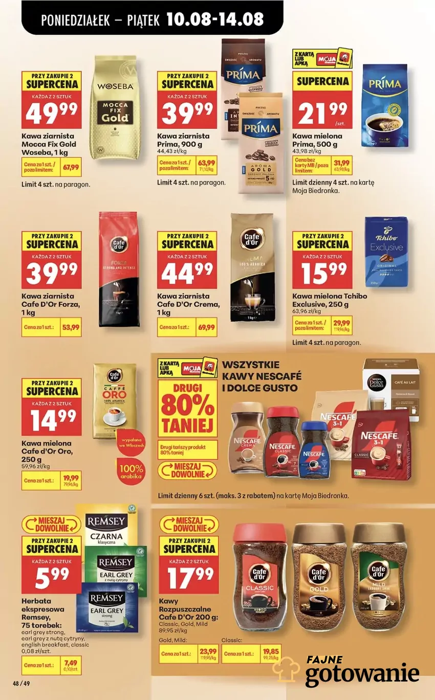 Kawa ziarnista Prima (900 g) w super cenie przy zakupie 2 w Biedronce Promocje w Biedronce