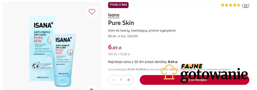 Krem do twarzy nawilżający przeciw wypryskom w obniżonej cenie Rossmann - gazetka