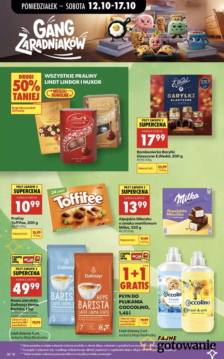 Wszystkie praliny Lindt Lindor i Nuxor w promocji "drugi 50% taniej" Promocje w Biedronce
