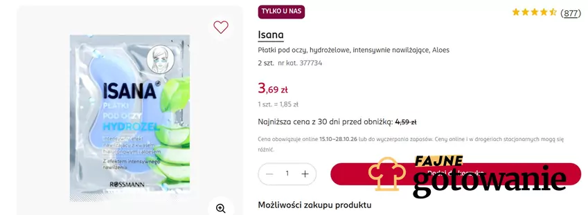 Płatki pod oczy hydrożelowe w obniżonej cenie Rossmann - gazetka