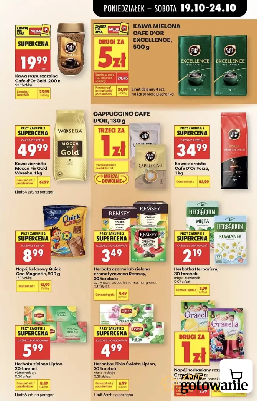 Kawa mielona Cafe d'Or Excellence (500 g) w promocji "drugi za 5 zł" Promocje w Biedronce