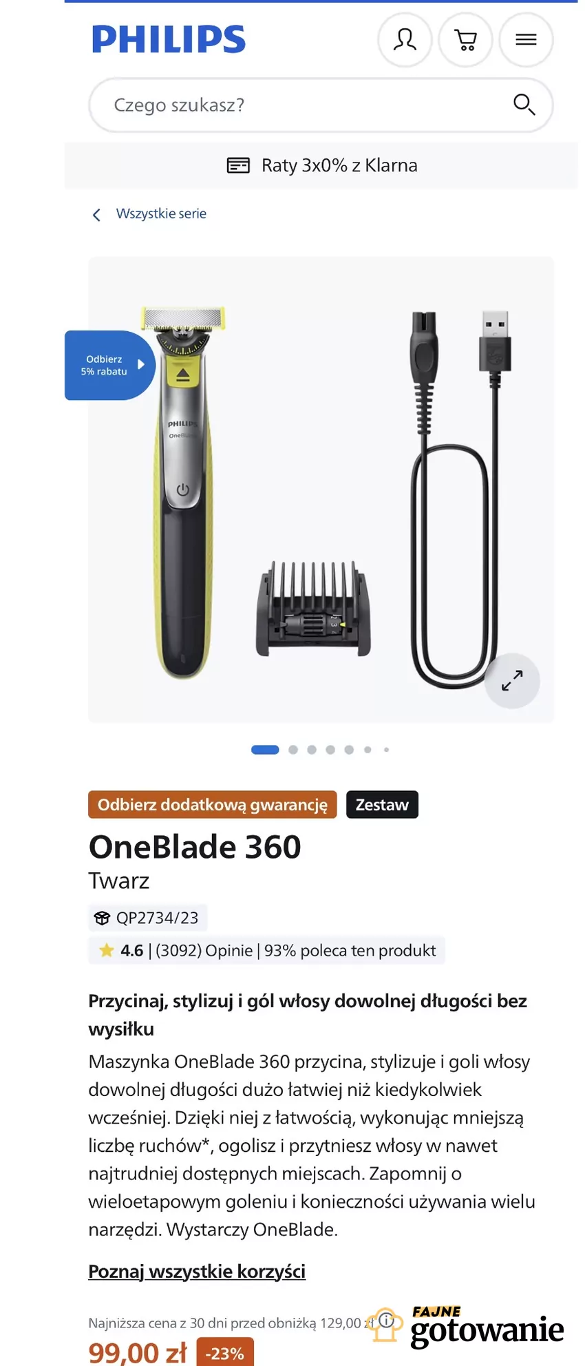 Golarkę One Blade kupisz teraz za jedyne 99 zł Promocja na Philips One Blade