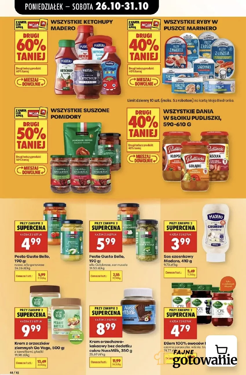 Wszystkie dania w słoiku Pudliszki (590-610 g) z rabatem "drugi 40% taniej" Promocje w Biedronce