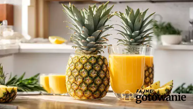 Świeży ananas i sok w dzbanku