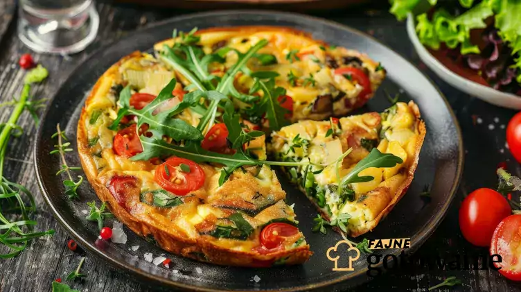 Kolorowa frittata na talerzu