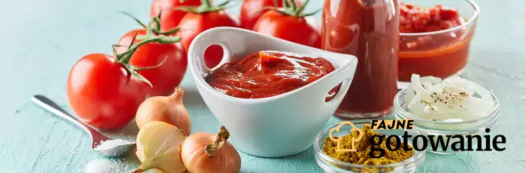 Ketchup w miseczce i składniki na ketchup