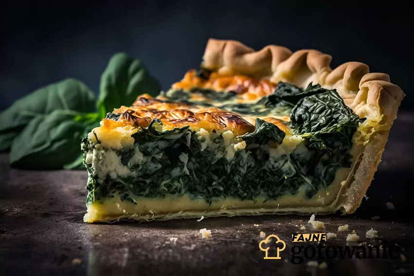 Quiche szpinakowe na talerzu.